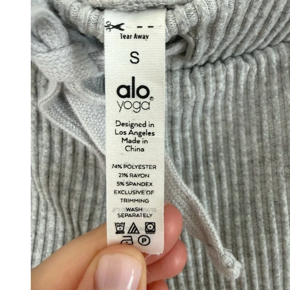 Alo Yoga Muse Sweatpants Women's Size S Heather Grey Ribbed Knit Joggers‎ W5784R